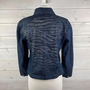 Platinum Chicos Dark Blue Denim Jacket Rhinestone Back